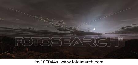 Stock Illustration - Artist's concept of the Sun rising over Valles Marineris on Mars.. Fotosearch