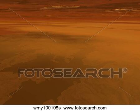 Artist's concept of the surface of Saturn's moon Titan. View Large Illustration Stock Illustration - Artist's concept of the surface of Saturn's moon Titan.. Fotosearch
