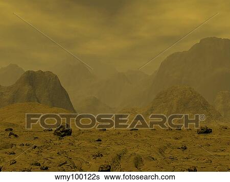 Artist's concept of the surface of Venus. View Large Illustration Stock Illustration - Artist's concept of the surface of Venus.. Fotosearch