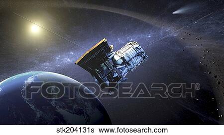 Artist's concept of the Wide-field Infrared Survey Explorer spacecraft. View Large Illustration Stock Illustration - Artist's concept of the Wide-field Infrared Survey Explorer spacecraft.. Fotosearch