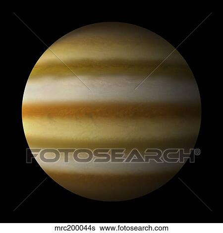 Stock Illustration - Artist's depiction of a gas giant planet alone in black space.. Fotosearch