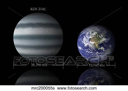 Artist's depiction of the size relationship between Earth and KOI-314c. View Large Illustration Stock Illustration - Artist's depiction of the size relationship between Earth and KOI-314c.. Fotosearch