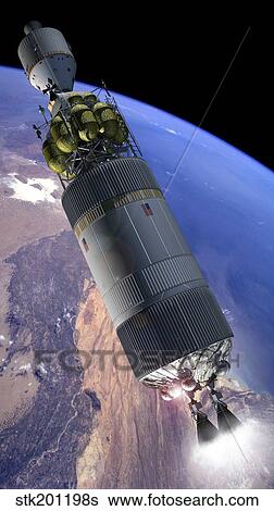 Artist's rendition of a new spaceship to the moon. View Large Illustration Stock Illustration - Artist's rendition of a new spaceship to the moon.. Fotosearch