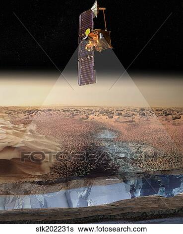 Stock Illustration - Artist's View of Odyssey Detecting Ice.. Fotosearch