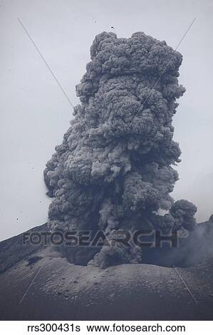 Stock Photograph - Ash cloud eruption from Sakurajima volcano, Japan.. Fotosearch
