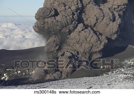 Stock Photograph - Ash cloud eruption on Eyjafjallajokull Volcano, Iceland.. Fotosearch