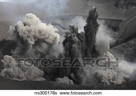 Stock Photograph - Ash cloud eruption on Yasur Volcano, Tanna Island, Vanuatu.. Fotosearch