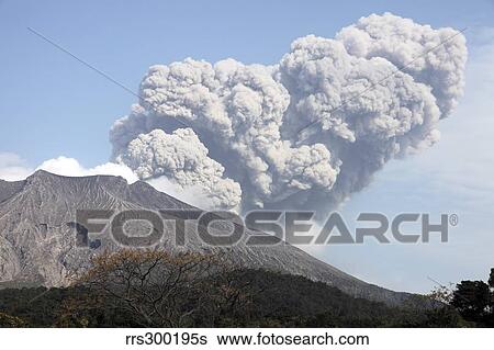 Stock Photograph - Ash cloud following explosive Vulcanian eruption, Sakurajima Volcano, Japan.. Fotosearch
