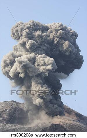Stock Photograph - Ash cloud from vulcanian eruption of Anak Krakatau volcano, Sunda Strait, Java, Indonesia.. Fotosearch