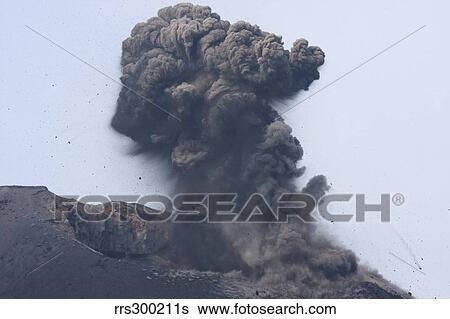 Stock Photograph - Ash cloud from vulcanian eruption of Anak Krakatau volcano, Sunda Strait, Java, Indonesia.. Fotosearch