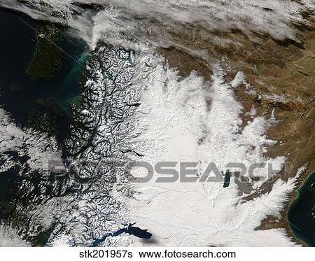 Ash plume from Chaiten volcano and snow in southern Chile and Argentina. View Large Photo Image Stock Photograph - Ash plume from Chaiten volcano and snow in southern Chile and Argentina.. Fotosearch