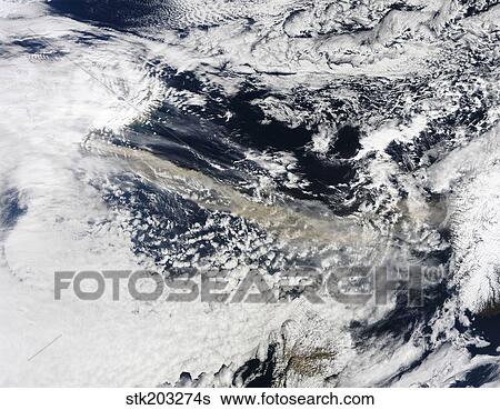 Ash plume from Eyjafjallajokull Volcano over the North Atlantic Ocean. View Large Photo Image Stock Photograph - Ash plume from Eyjafjallajokull Volcano over the North Atlantic Ocean.. Fotosearch