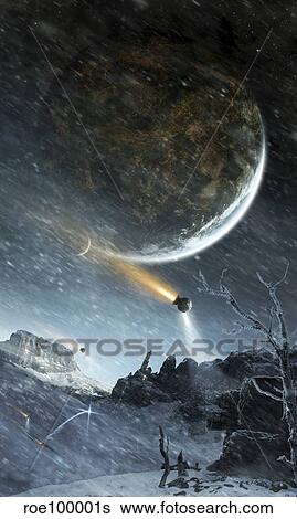 Stock Illustration - Asteriant Prime is a highly developed planet with giant city-scapes.. Fotosearch