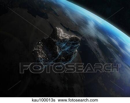Asteroid in front of the Earth. View Large Illustration Stock Illustration - Asteroid in front of the Earth.. Fotosearch
