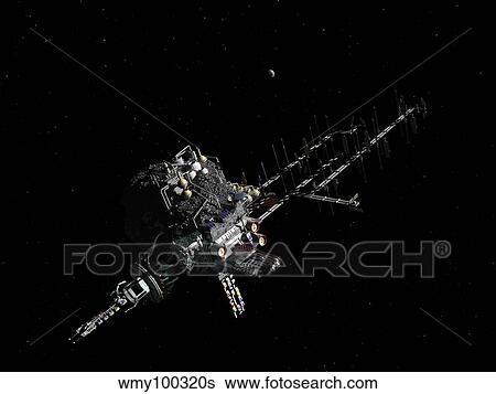 Asteroid mining outpost. View Large Illustration Stock Illustration - Asteroid mining outpost.. Fotosearch