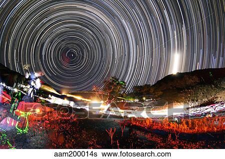 Astronomers observe polar star trails above a mountain in Iran. View Large Photo Image Stock Photograph - Astronomers observe polar star trails above a mountain in Iran.. Fotosearch