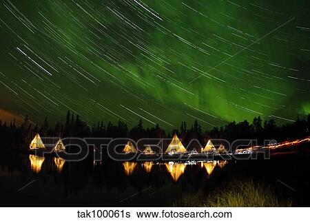 Aurora and star trails. View Large Photo Image Stock Photograph - Aurora and star trails.. Fotosearch