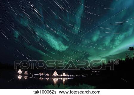 Aurora and Star Trails View Large Photo Image Stock Photograph - Aurora and Star Trails. Fotosearch