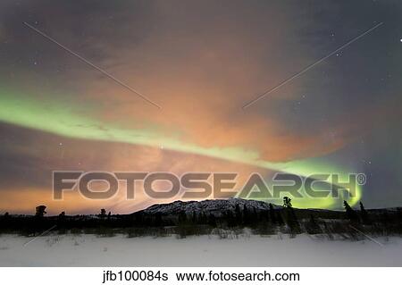 Aurora borealis by Fish lake, Whitehorse, Yukon, Canada. View Large Photo Image Stock Photograph - Aurora borealis by Fish lake, Whitehorse, Yukon, Canada.. Fotosearch