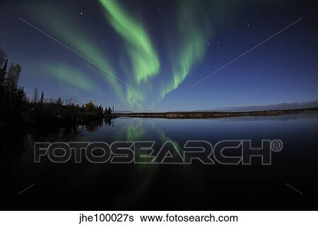 Aurora borealis over Long Lake, Northwest Territories, Canada. View Large Photo Image Stock Photograph - Aurora borealis over Long Lake, Northwest Territories, Canada.. Fotosearch
