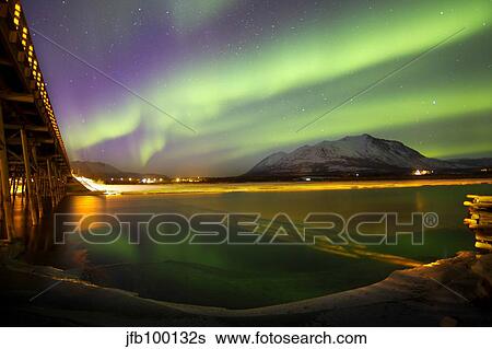 Aurora borealis over Nares Lake, Carcross, Yukon, Canada. View Large Photo Image Stock Photograph - Aurora borealis over Nares Lake, Carcross, Yukon, Canada.. Fotosearch