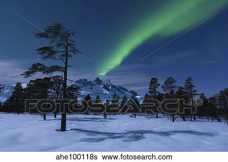 Aurora Borealis over Nova Mountain Wilderness, Troms, Norway. View Large Photo Image Stock Photograph - Aurora Borealis over Nova Mountain Wilderness, Troms, Norway.. Fotosearch