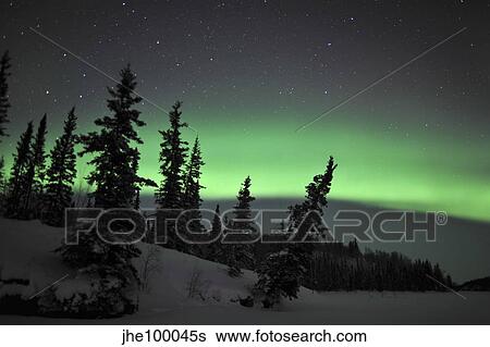 Aurora Borealis over Vee Lake, Northwest Territories, Canada. View Large Photo Image Stock Photograph - Aurora Borealis over Vee Lake, Northwest Territories, Canada.. Fotosearch