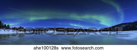 Aurora Borealis, Tennevik Lake, Troms, Norway. View Large Photo Image Stock Photograph - Aurora Borealis, Tennevik Lake, Troms, Norway. . Fotosearch
