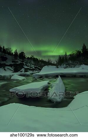 Aurora Borealis, Tennevik River, Troms, Norway. View Large Photo Image Stock Photograph - Aurora Borealis, Tennevik River, Troms, Norway.. Fotosearch
