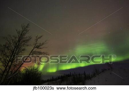 Aurora borealis, Twin Lakes, Yukon, Canada. View Large Photo Image Stock Photograph - Aurora borealis, Twin Lakes, Yukon, Canada.. Fotosearch