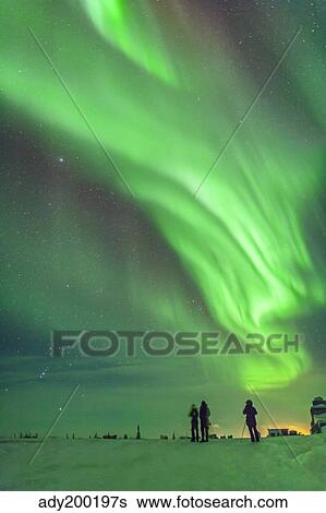 Stock Photograph - Aurora borealis with Taurus and Orion over Churchill, Manitoba, Canada.. Fotosearch
