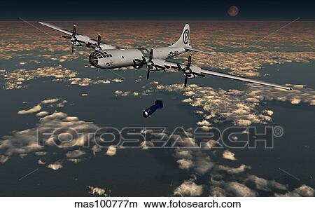 B-29 Superfortress dropping Little Boy atomic bomb over Hiroshima. View Large Illustration Stock Illustration - B-29 Superfortress dropping Little Boy atomic bomb over Hiroshima.. Fotosearch