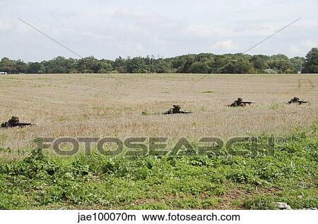 Belgian paratroopers on guard in the fields. View Large Photo Image Picture - Belgian paratroopers on guard in the fields.. Fotosearch