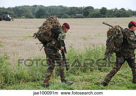 Belgian Paratroopers (red berets) after an intervention. View Large Photo Image Picture - Belgian Paratroopers (red berets) after an intervention.. Fotosearch