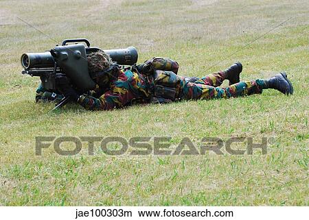 Belgian soldiers setting up the Milan guided anti-tank missile system. View Large Photo Image Picture - Belgian soldiers setting up the Milan guided anti-tank missile system.. Fotosearch