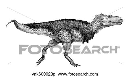 Stock Illustration - Black ink drawing of Zhuchengtyrannus magnus.. Fotosearch
