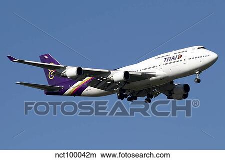 Boeing 747-400 of Thai International Airways. View Large Photo Image Picture - Boeing 747-400 of Thai International Airways.. Fotosearch