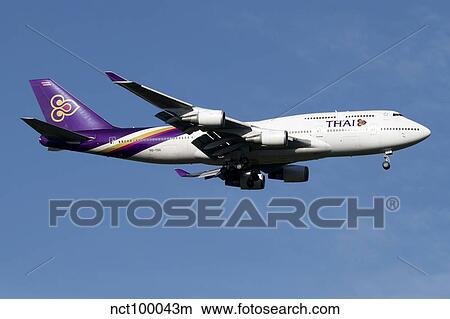 Picture - Boeing 747-400 of Thai International Airways.. Fotosearch