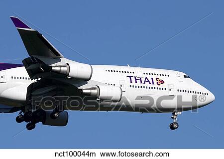 Boeing 747-400 of Thai International Airways. View Large Photo Image Picture - Boeing 747-400 of Thai International Airways.. Fotosearch