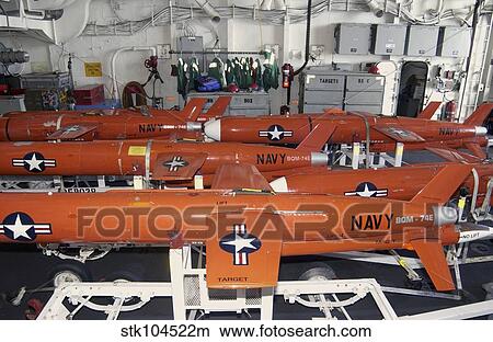 BQM-74E Chukar target drones stowed aboard USS Cushing's hanger bay. View Large Photo Image Picture - BQM-74E Chukar target drones stowed aboard USS Cushing's hanger bay.. Fotosearch