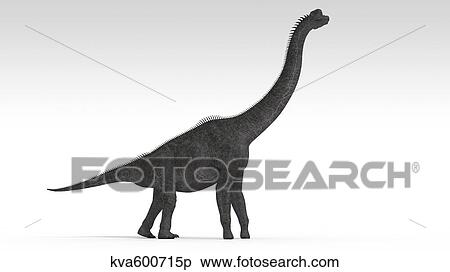 Stock Illustration - Brachiosaurus dinosaur, white background.. Fotosearch