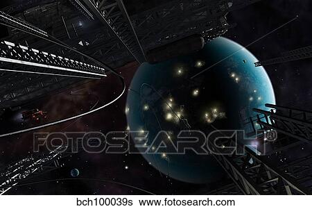 Stock Illustration - Bright blisters of nuclear energy erupting across the face of a planet.. Fotosearch