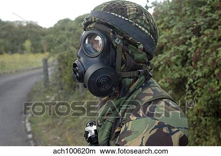British soldier in full NBC protection gear and a S6 respirator. View Large Photo Image Picture - British soldier in full NBC protection gear and a S6 respirator.. Fotosearch