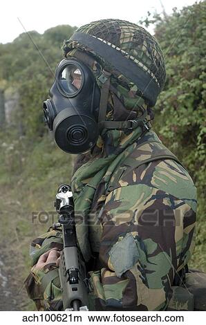 British soldier in full NBC protection gear and a S6 respirator. View Large Photo Image Picture - British soldier in full NBC protection gear and a S6 respirator.. Fotosearch