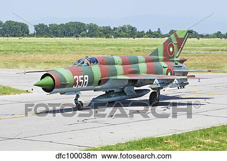 Bulgarian Air Force MiG-21 taxiing at Graf Ignatievo Air Base. View Large Photo Image Picture - Bulgarian Air Force MiG-21 taxiing at Graf Ignatievo Air Base.. Fotosearch