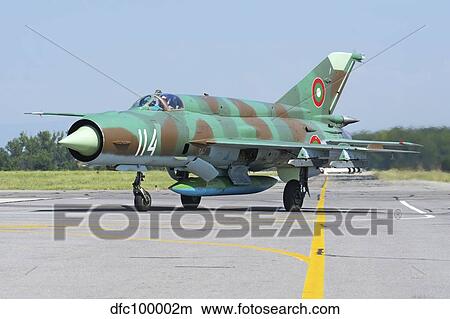 Bulgarian Air Force MiG-21bis taxiing at Graf Ignatievo Air Base. View Large Photo Image Picture - Bulgarian Air Force MiG-21bis taxiing at Graf Ignatievo Air Base.. Fotosearch