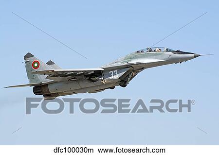 Bulgarian Air Force MiG-29UB Fulcrum taking off. View Large Photo Image Picture - Bulgarian Air Force MiG-29UB Fulcrum taking off.. Fotosearch