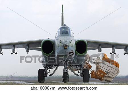 Bulgarian Air Force Sukhoi Su-25K with braking chute. View Large Photo Image Picture - Bulgarian Air Force Sukhoi Su-25K with braking chute.. Fotosearch