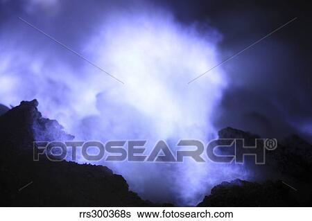 Burning sulphur on Kawah Ijen Volcano, Java, Indonesia. View Large Photo Image Stock Photograph - Burning sulphur on Kawah Ijen Volcano, Java, Indonesia.. Fotosearch