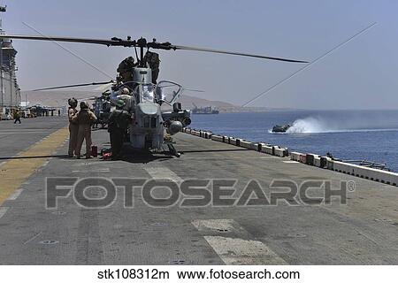 Captains perform pre-flight checks on an AH-1W Super Cobra. View Large Photo Image Picture - Captains perform pre-flight checks on an AH-1W Super Cobra.. Fotosearch